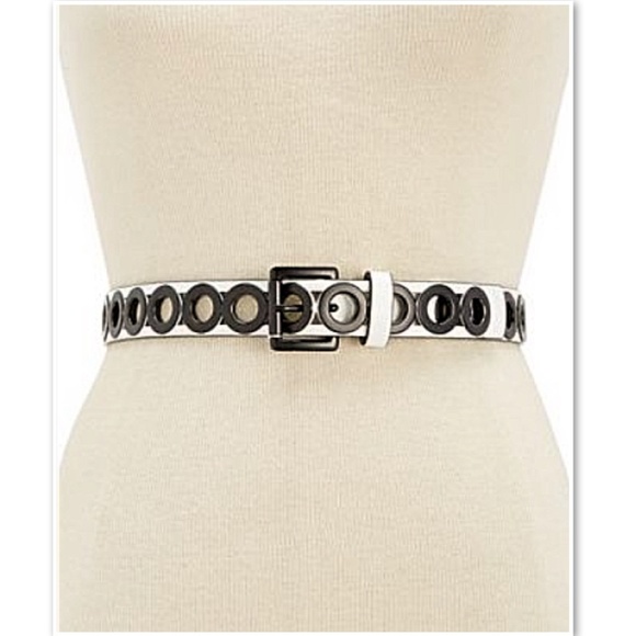 Steve Madden Accessories - Steve Madden Grommet Belt White Gunmetal Medium
